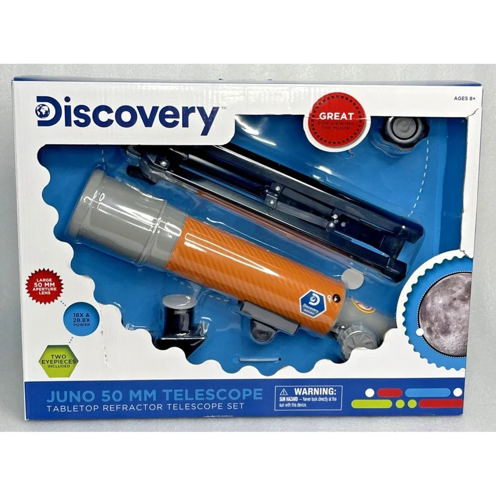 Discovery Juno 50‎ MM Telescope Tabletop Refractor Telescope Set 18X & 28.8X NEW